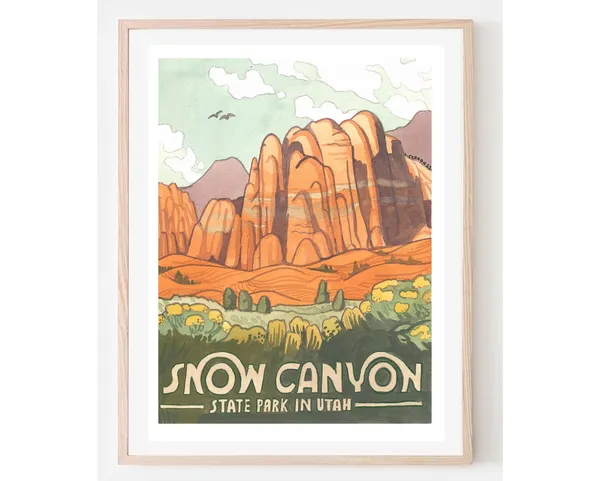 Snow Canyon Travel Poster, Utah State Park Art Print