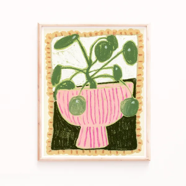 Pilea In A Vase Art Print, Modern Wall Art