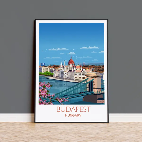 Budapest Hungary Travel Poster, Art Lovers Gift