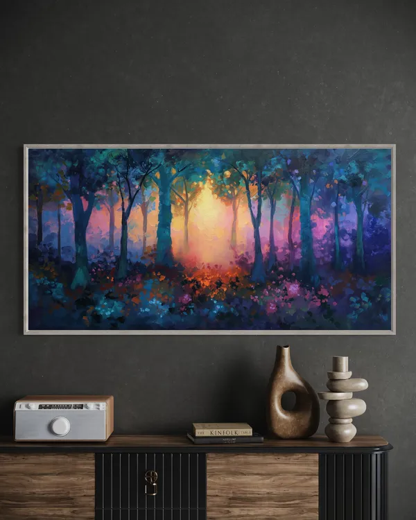 Magical Forest Wall Art Print, Abstract Fantasy