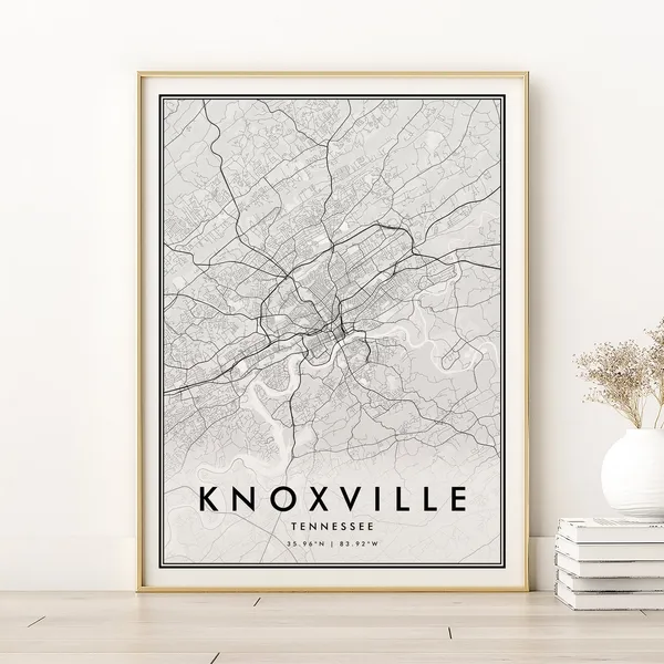 Knoxville Map Print, Tennessee Retro Travel Poster