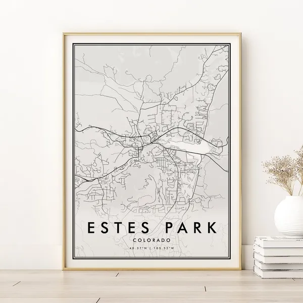 Estes Park Map Print, Colorado Retro Travel Poster