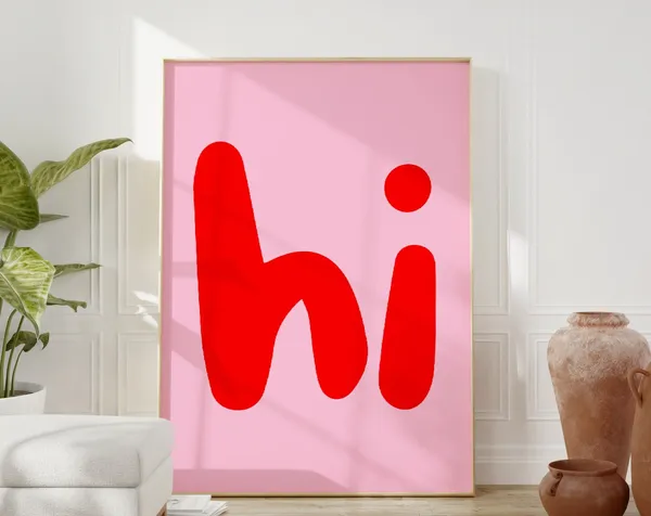 Hi Typography Art Print, Modern Minimalist