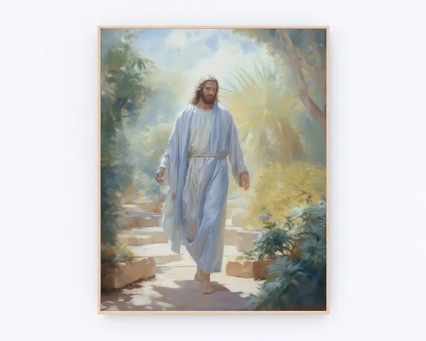 Jesus Walking in Garden Christian Prayer Art Print