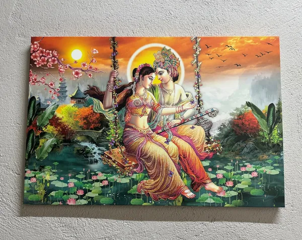 Radha Krishna Painting, Hindu Art Print