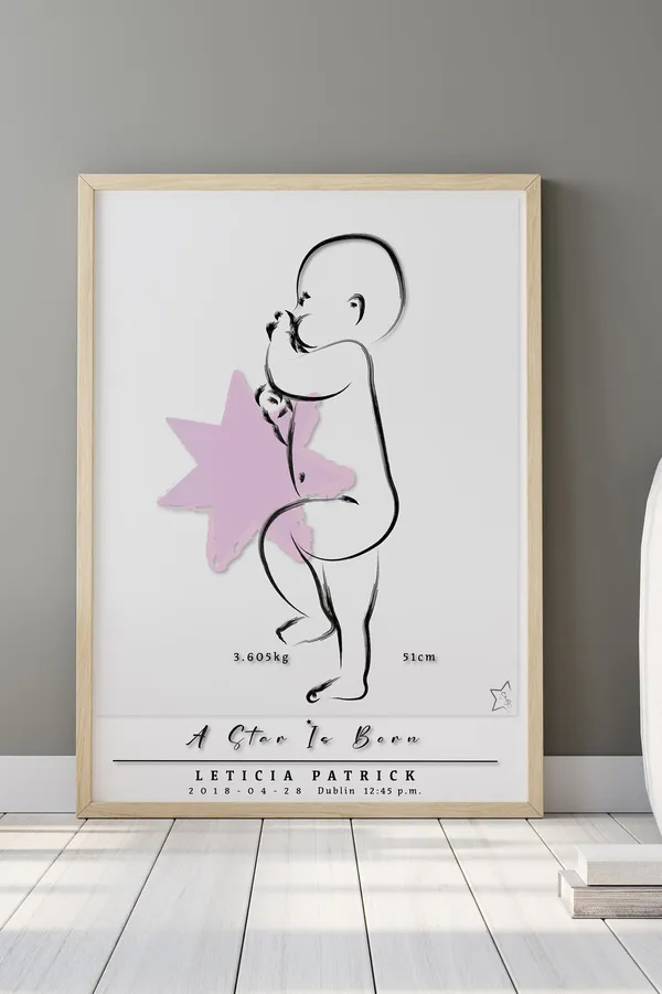 Baby Birth Scale Poster, Minimalist Nursery Decor