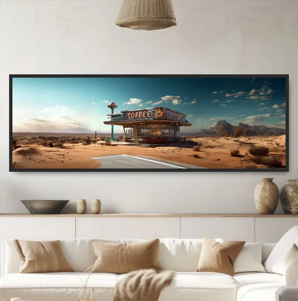 Retro Desert Diner, Vintage Americana Art Print