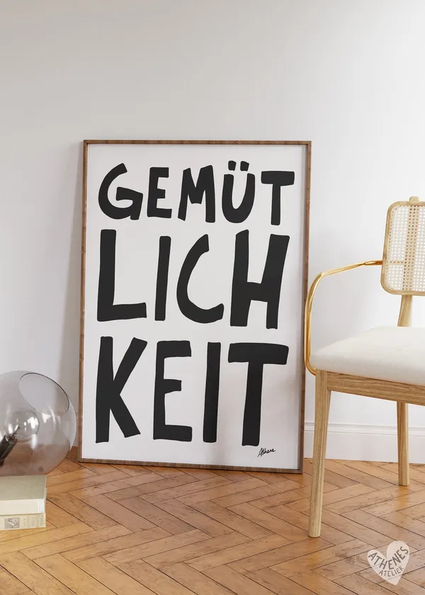 Gemutlichkeit German Wall Art, Mid Century Kitchen Print