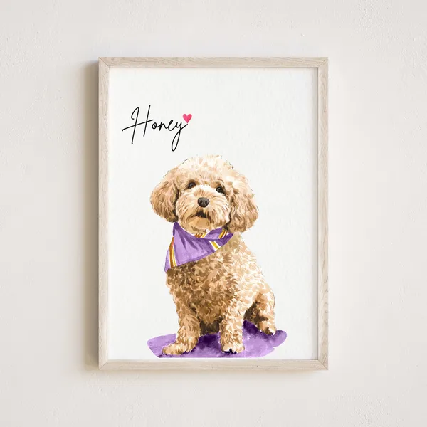 Pet Portrait Watercolor Dog Painting Memorial Gift