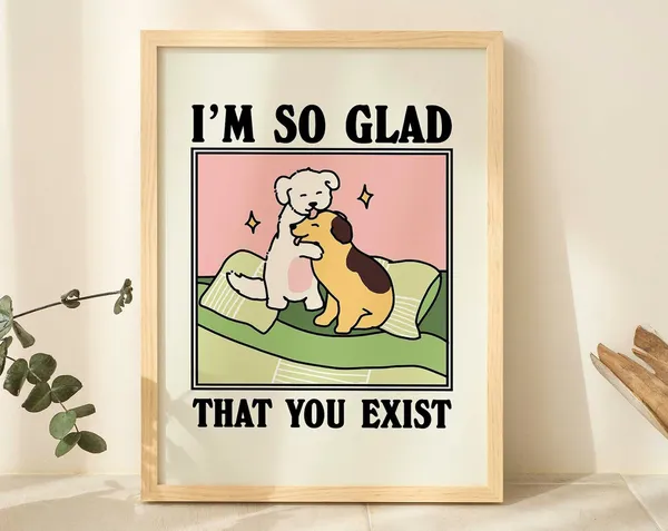 Retro Dog Wall Print, Vintage Dogs Love Quote