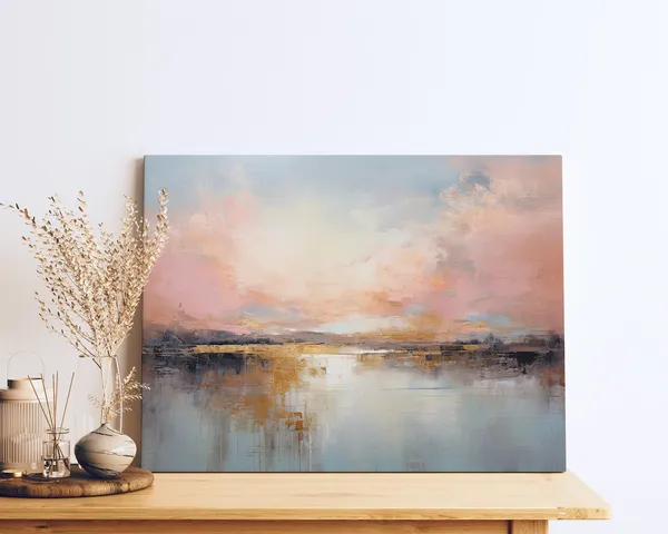 Pink Sky Gold Horizon Abstract Sky Landscape Art Print