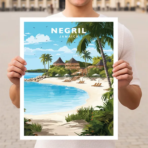 Negril Jamaica Travel Poster, World & Cultural Art
