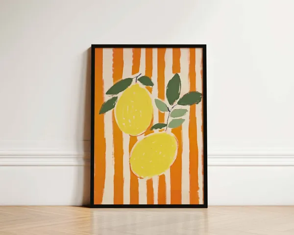 Mid-Century Lemon Kitchen Art Print, Italy Boho
