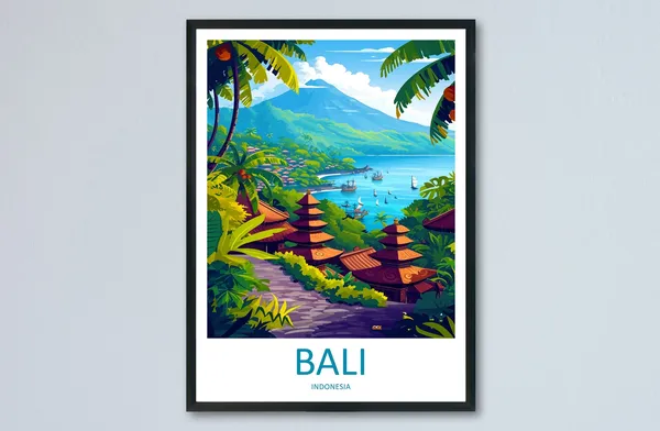 Bali Travel Poster, Indonesia Wall Decor Art Print