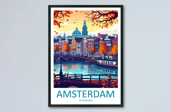 Amsterdam Travel Print, Netherlands Wall Art