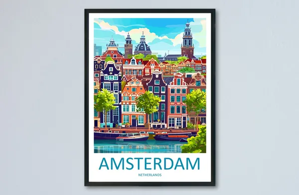Amsterdam Travel Poster, Netherlands City Decor