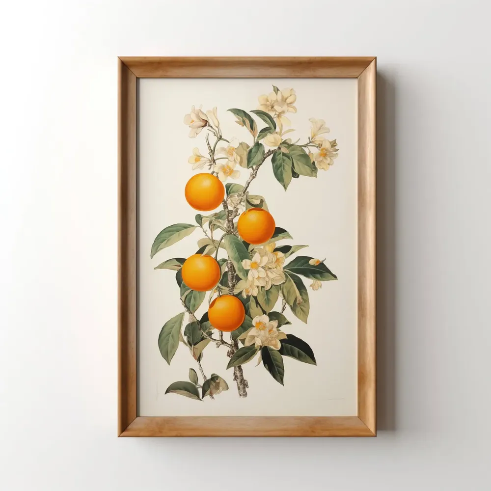 Vintage Oranges Print, Retro Orange Grove Art Print