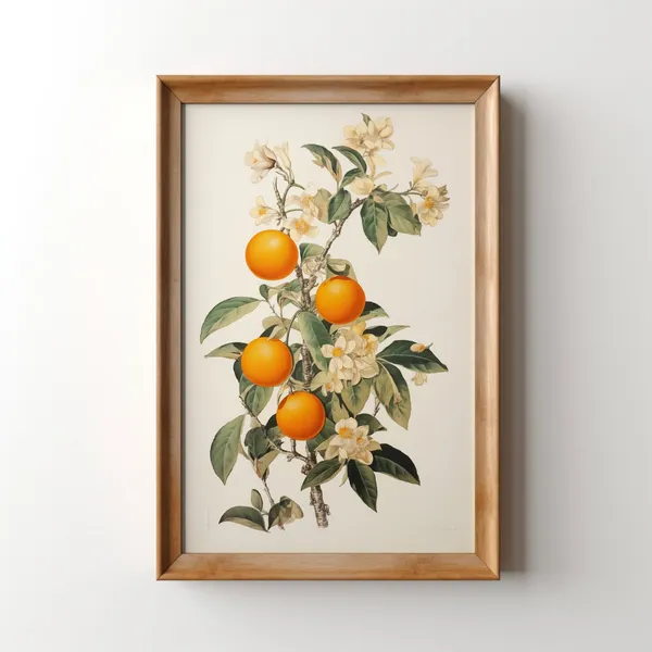 Vintage Oranges Print, Retro Orange Grove Art Print