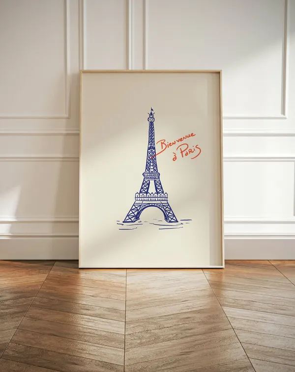 Eiffel Tower Paris Line Art Travel Poster