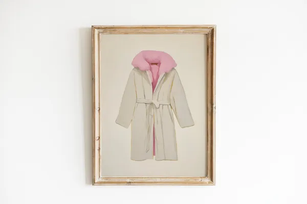 Pink Fashion Illustration Poster, Retro Fur Coat Print