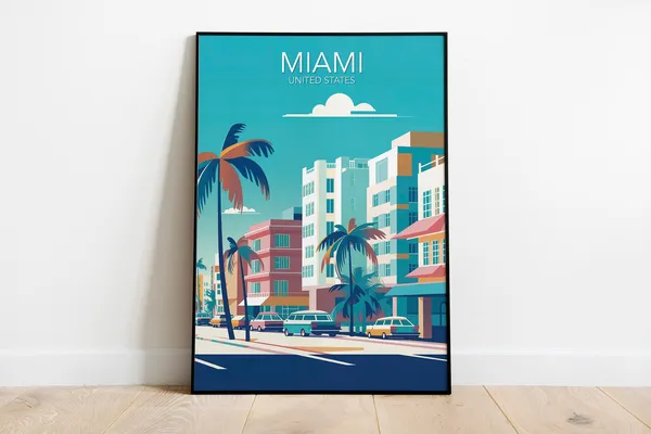 Miami Modern Travel Poster, Place for City Decor