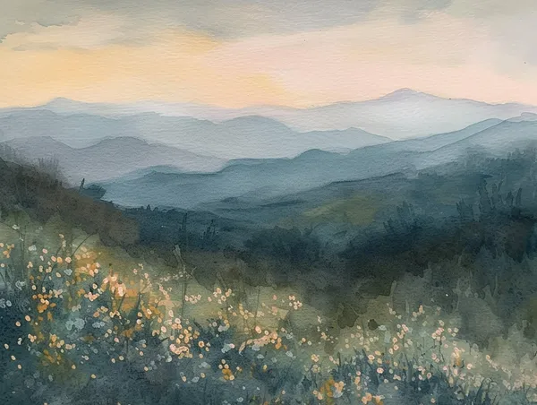 Smoky Mountains Spring Flowers Watercolor Art Print