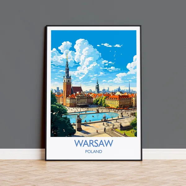 Warsaw Travel Poster, Poland Travel Art Print