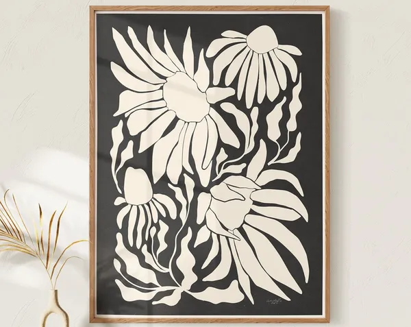 Minimalist Floral Art Print, Botanical Drawing