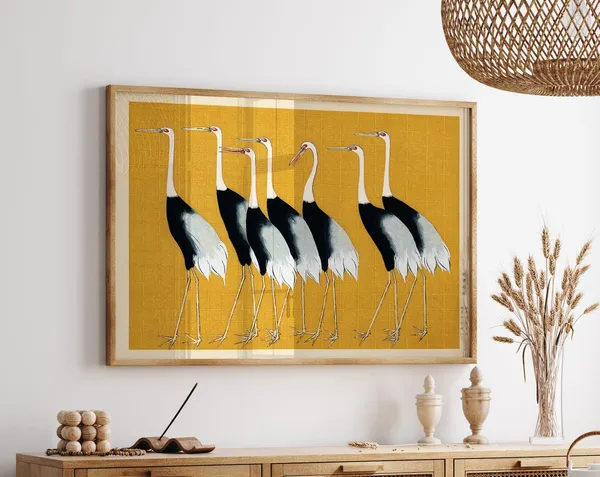 Yellow Crane by Ogata Korin, Vintage Exhibition Poster