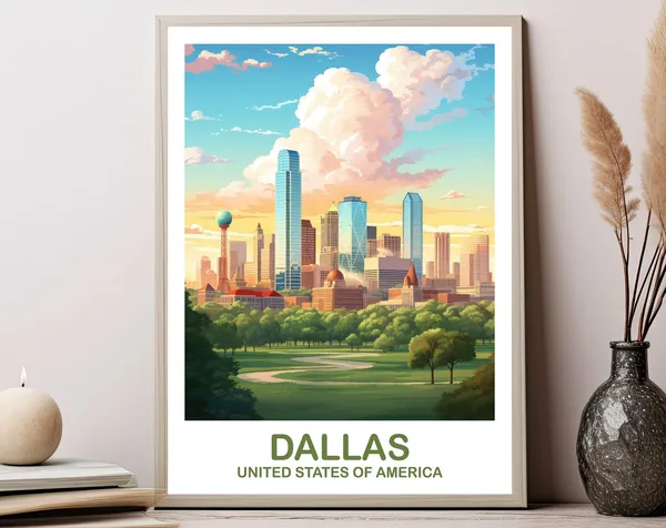 Dallas Texas Travel Poster, Texas Wall Art