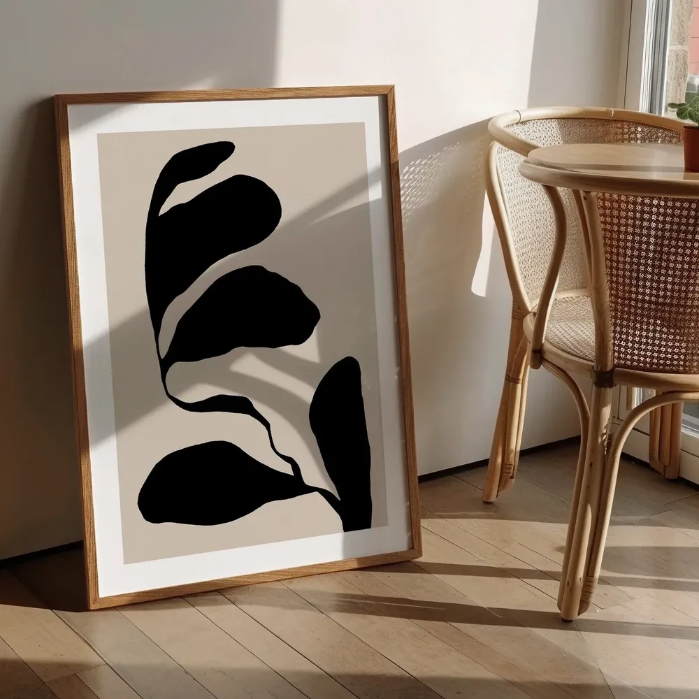 Abstract Botanical Beige Black Art Print - Image 3