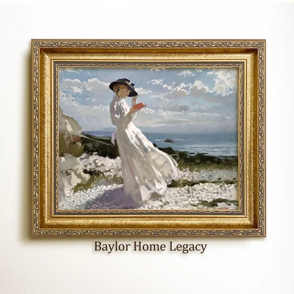 Lady Reading on the Beach, Vintage Portrait Art Print