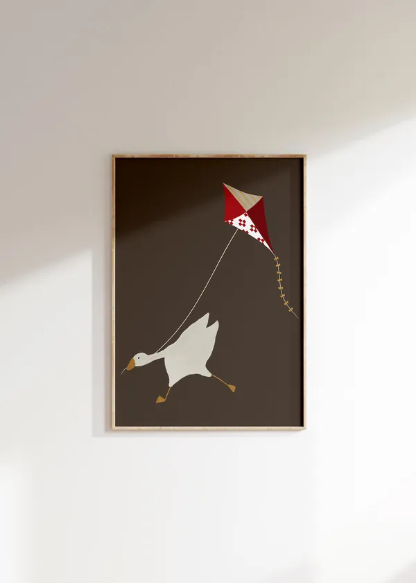 Silly Goose Cute Goose Poster, Brown Nursery Decor