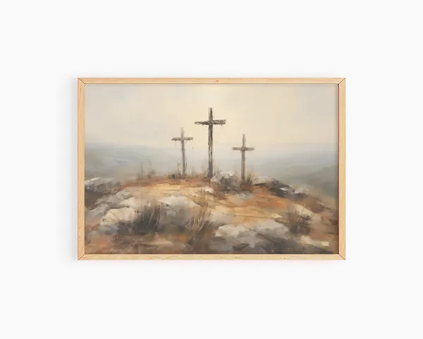 Watercolor Easter Crosses and Golgotha Poster