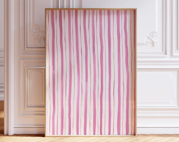 Pink Line Abstract, Minimalist Nursery Art Print