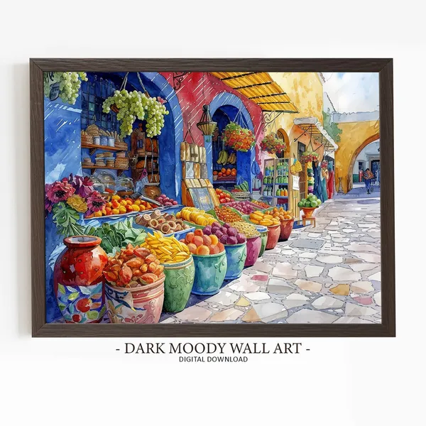 Mexican Market Colorful Fruit Street Scene Art Print