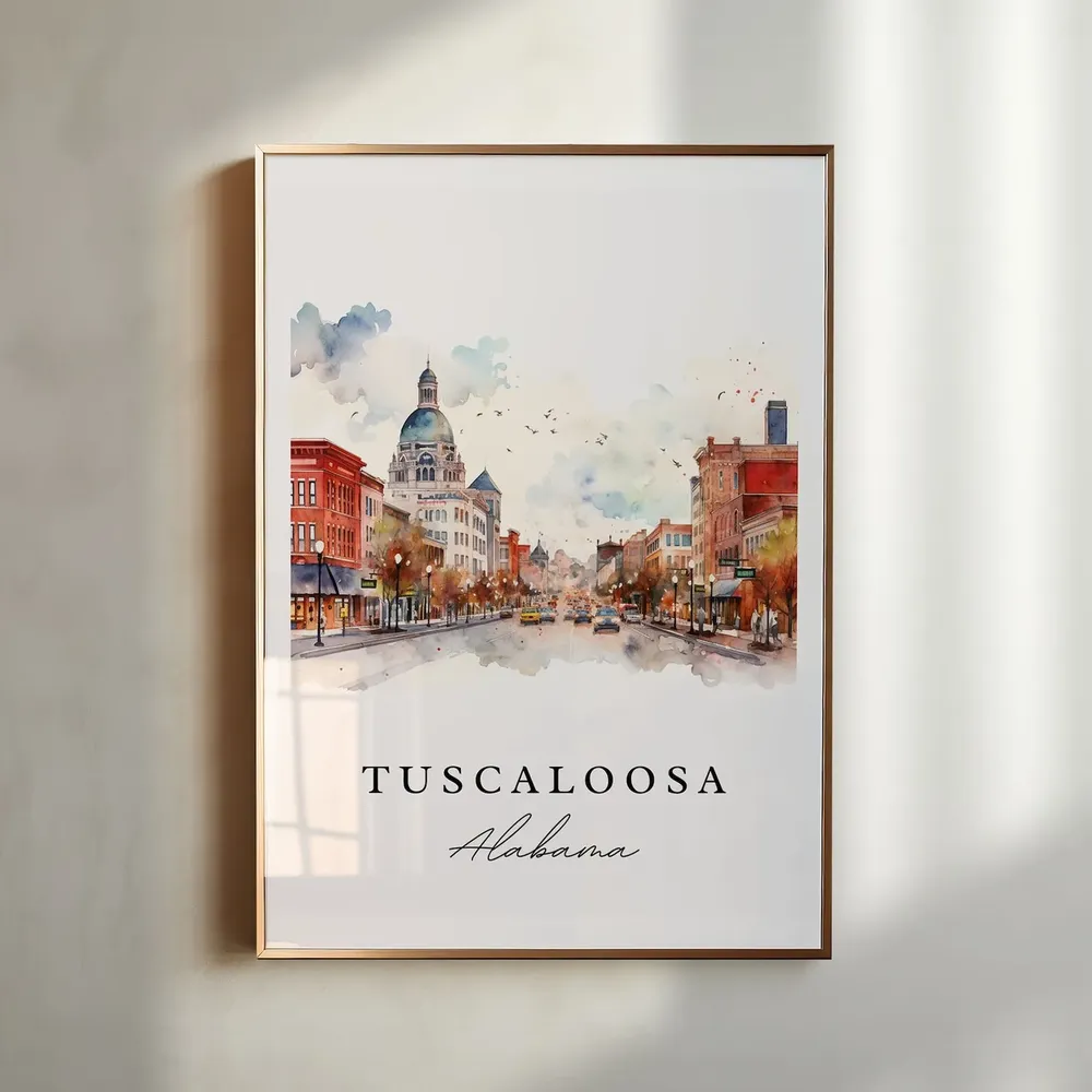 Tuscaloosa Alabama Travel Poster, Custom Text Art Print