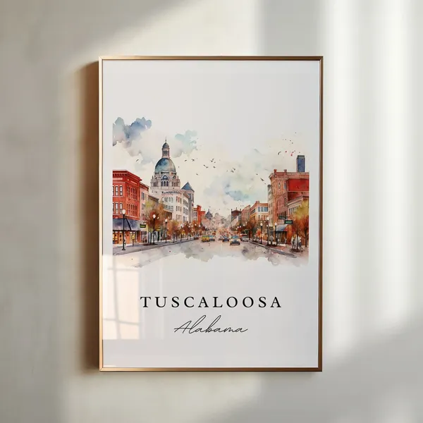 Tuscaloosa Alabama Travel Poster, Custom Text Art Print