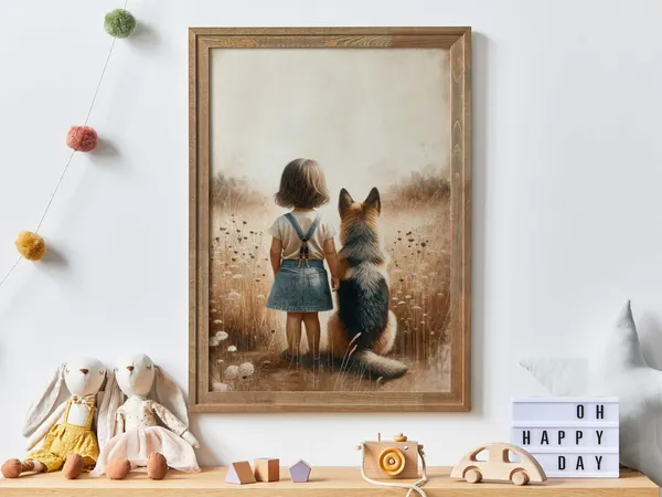 German Shepherd Nursery Print, Girls Room Decor