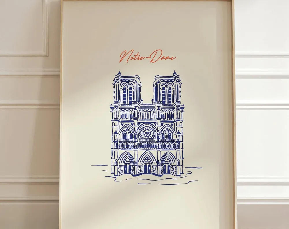 Notre Dame Vintage Travel Poster, Paris