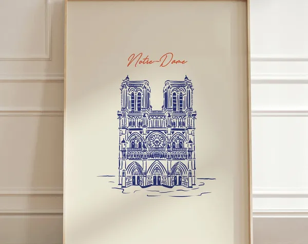 Notre Dame Vintage Travel Poster, Paris