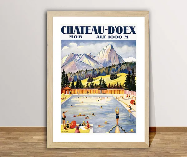 Chateau-D'Oex Suisse Vintage Travel Poster