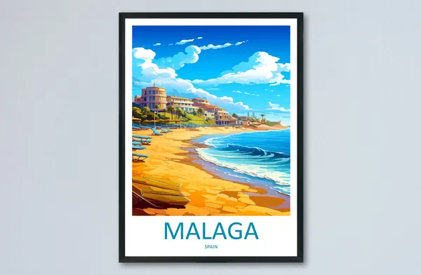 Malaga Travel Print Home Decor Wall Art Print