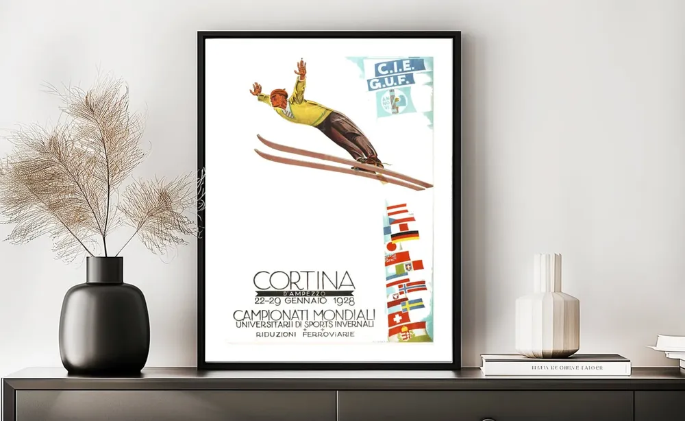 Cortina Vintage Ski Travel Poster Print