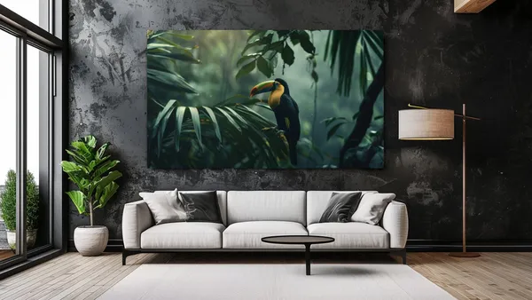 Toucan in Jungle Green, Luxury Nature Wall Art Print