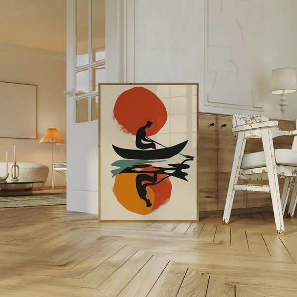 Matisse-Inspired Abstract Print, Mid-Century Boho