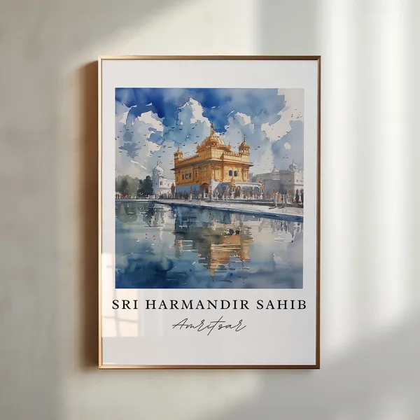 Sri Harmandir Sahib Travel Poster, Amritsar Temple