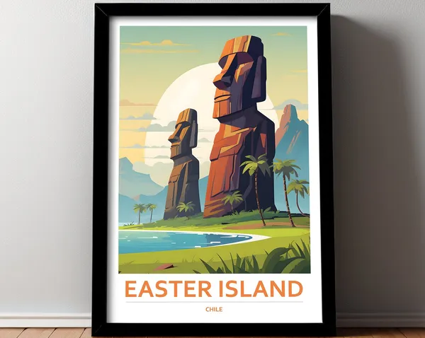 Easter Island Chile Travel Poster, Art Print