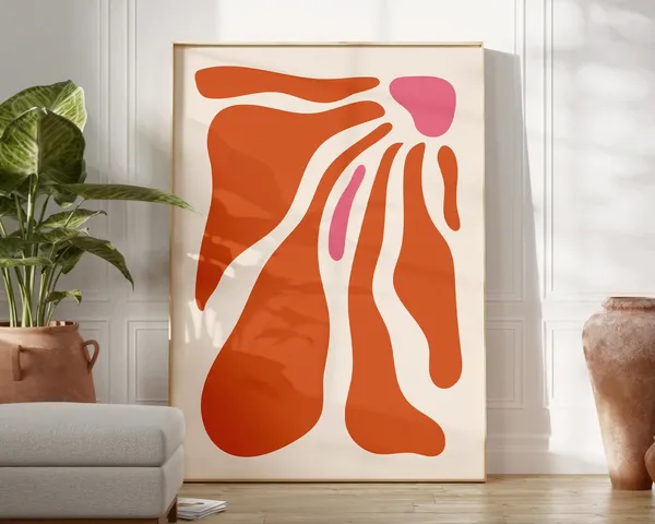 Matisse Orange Wavy Leaves Boho Art Print