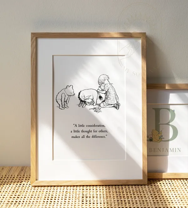 Winnie The Pooh Quote Christening Nursery Art Print